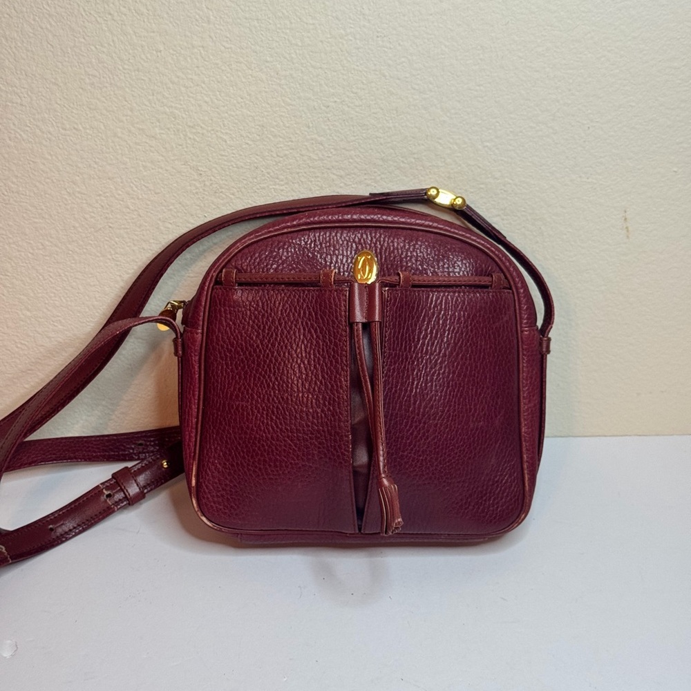 Vintage Cartier Must de Cartier Burgundy Leather Shoulder Bag